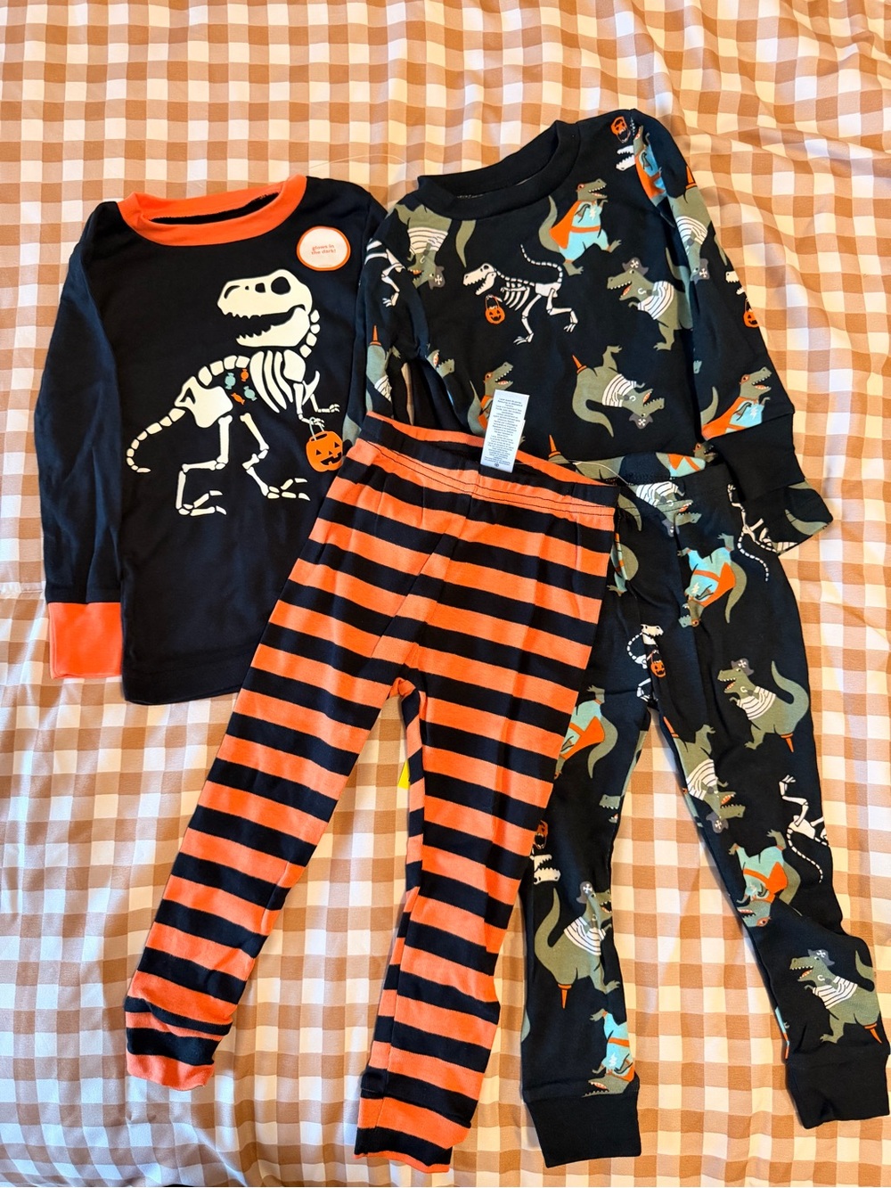 Carter's Black & Orange Halloween Dino Pajama Set